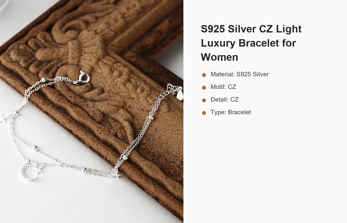 S925 Silver CZ Light Luxury Bracelet for Women detail image
