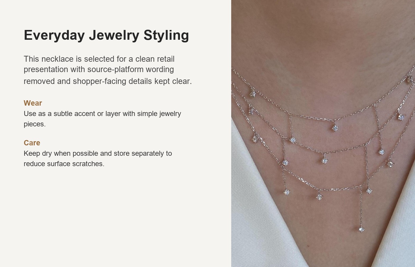 S925 Silver CZ Light Luxury Collarbone Chain Necklace for Women detail image