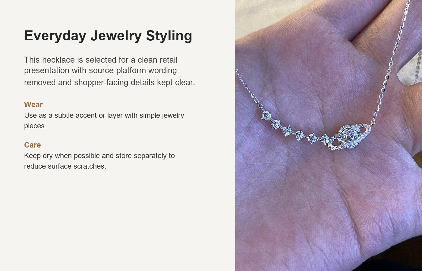 S925 Silver CZ Light Luxury Collarbone Chain Necklace for Women detail image