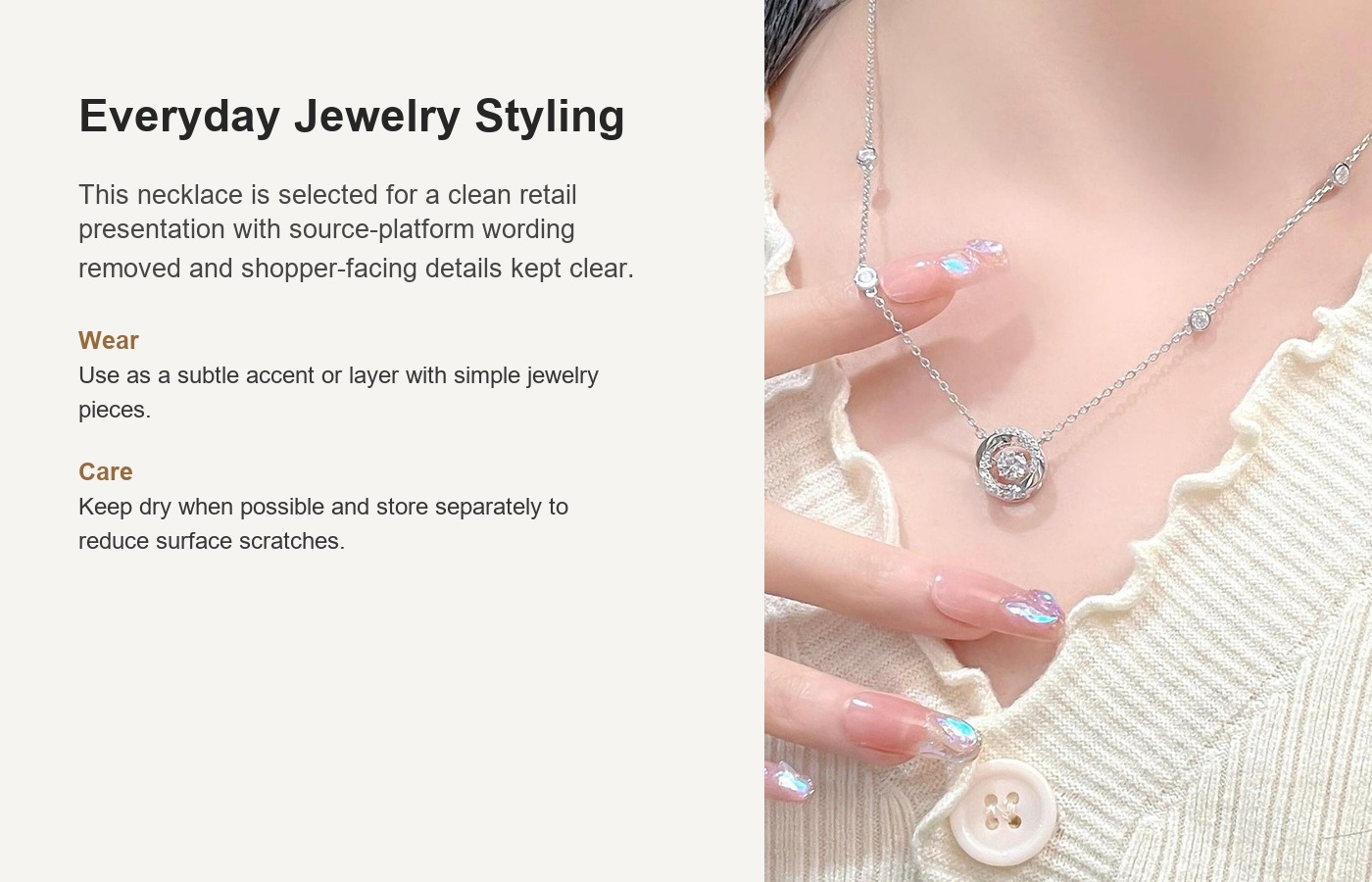 S925 Silver CZ Light Luxury Collarbone Chain Necklace for Women detail image