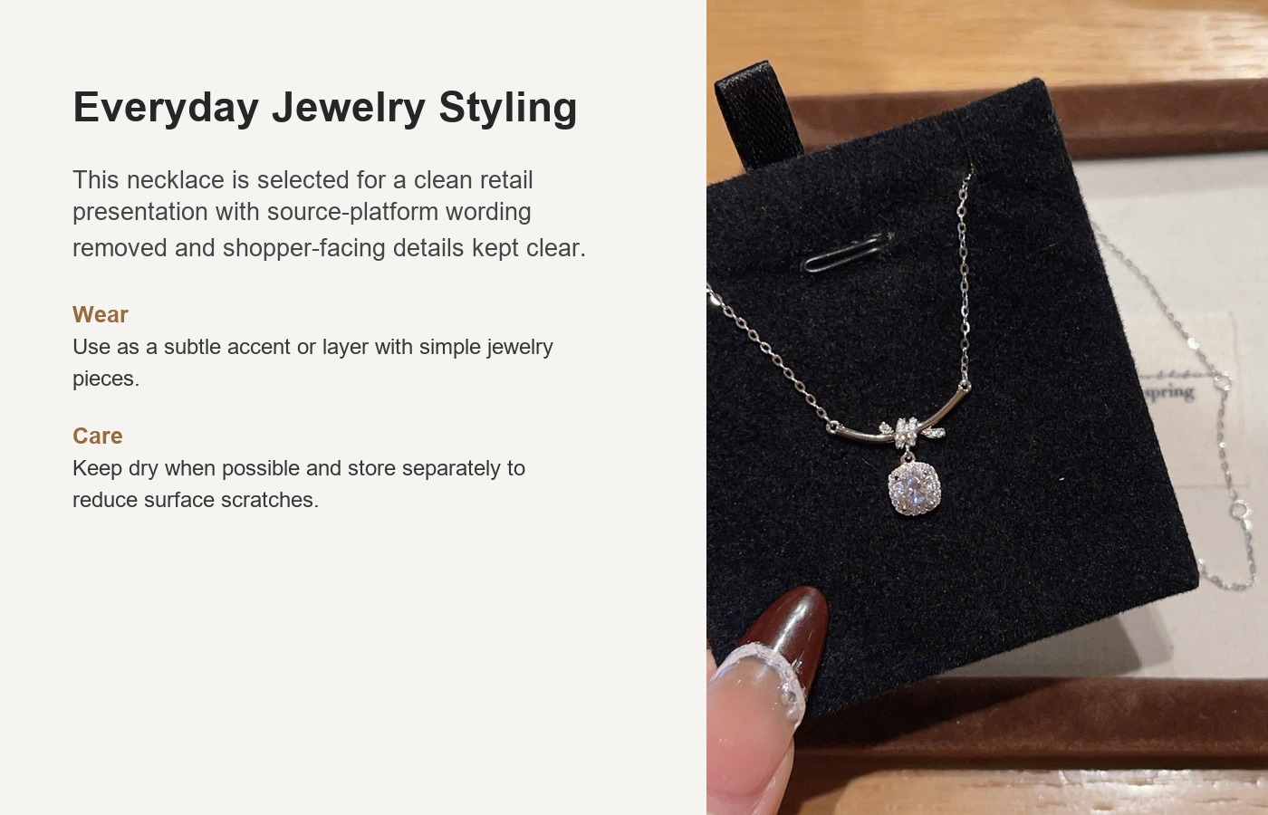 S925 Silver CZ Light Luxury Collarbone Chain Necklace for Women detail image