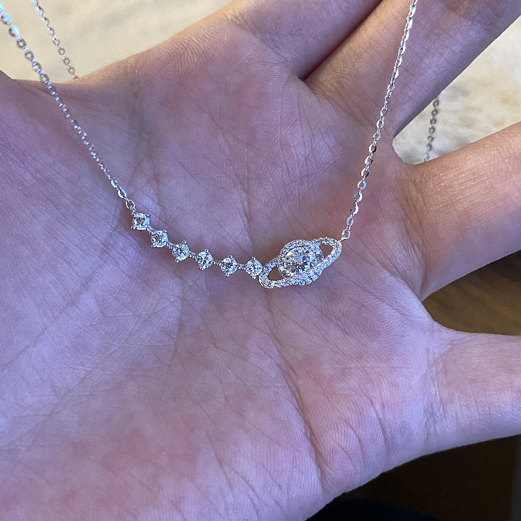 S925 Silver CZ Light Luxury Collarbone Chain Necklace for Women main image 1