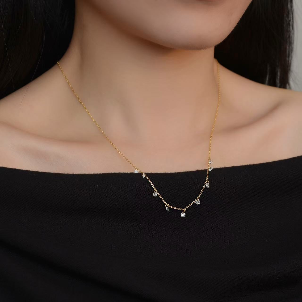 S925 Silver CZ Light Luxury Collarbone Chain Necklace for Women main image 2