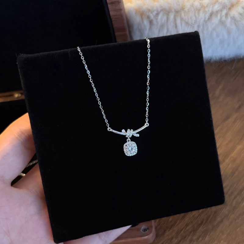 S925 Silver CZ Light Luxury Collarbone Chain Necklace for Women main image 2