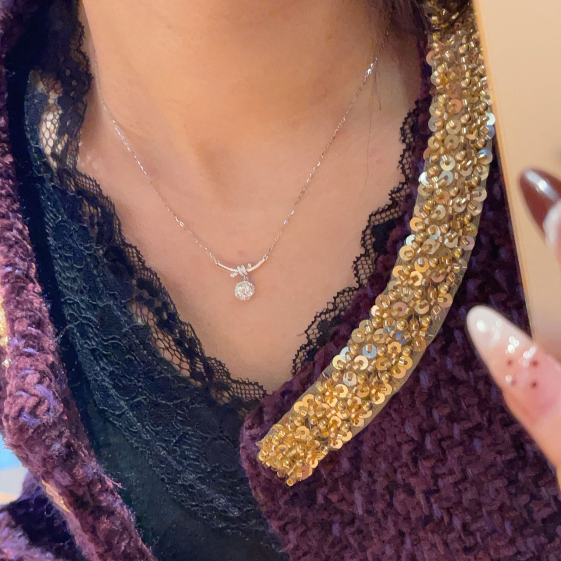 S925 Silver CZ Light Luxury Collarbone Chain Necklace for Women main image 3