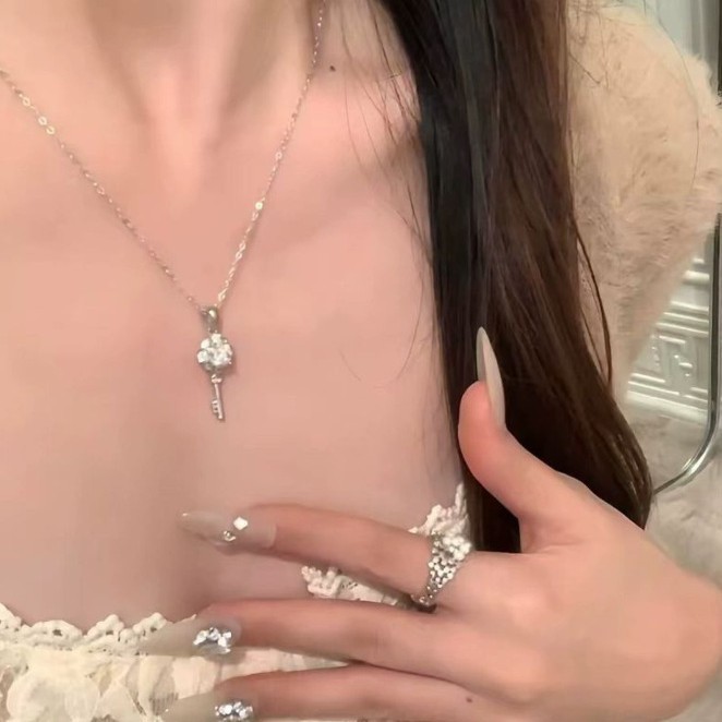 S925 Silver CZ Light Luxury Micro Pave Collarbone Chain Necklace main image 4