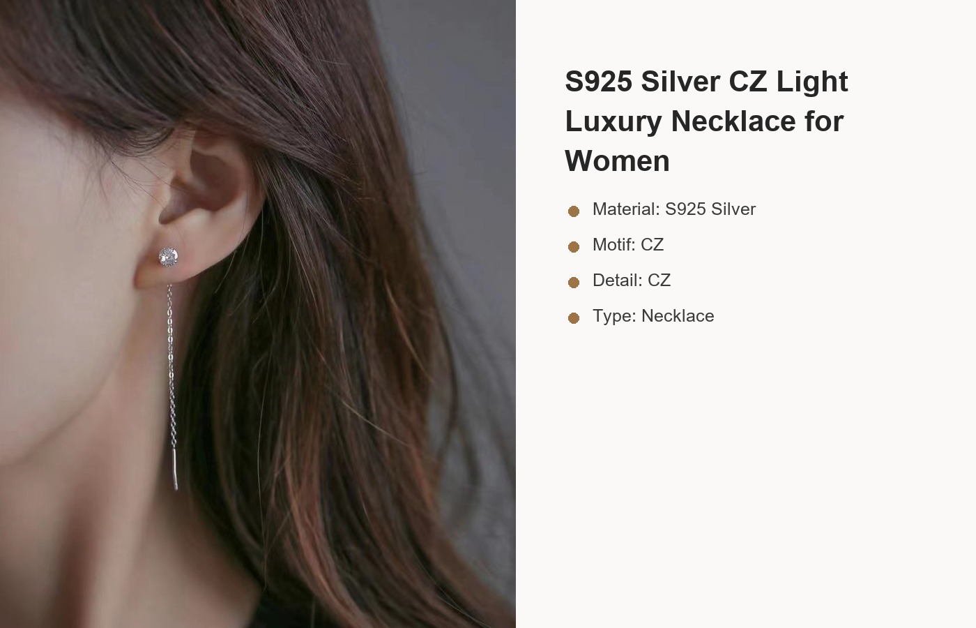 S925 Silver CZ Light Luxury Necklace for Women detail image