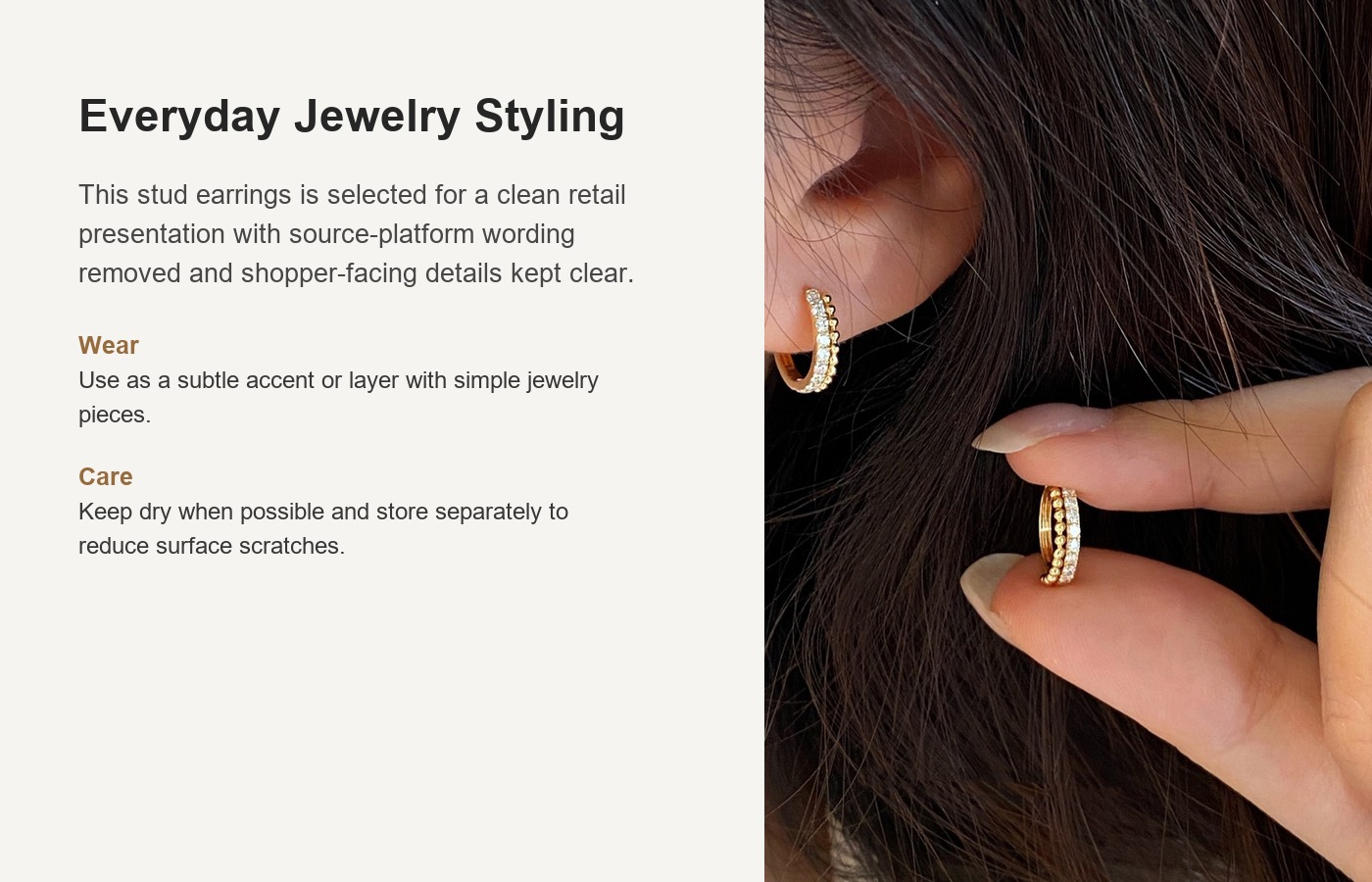 S925 Silver CZ Light Luxury Stud Earrings for Women detail image