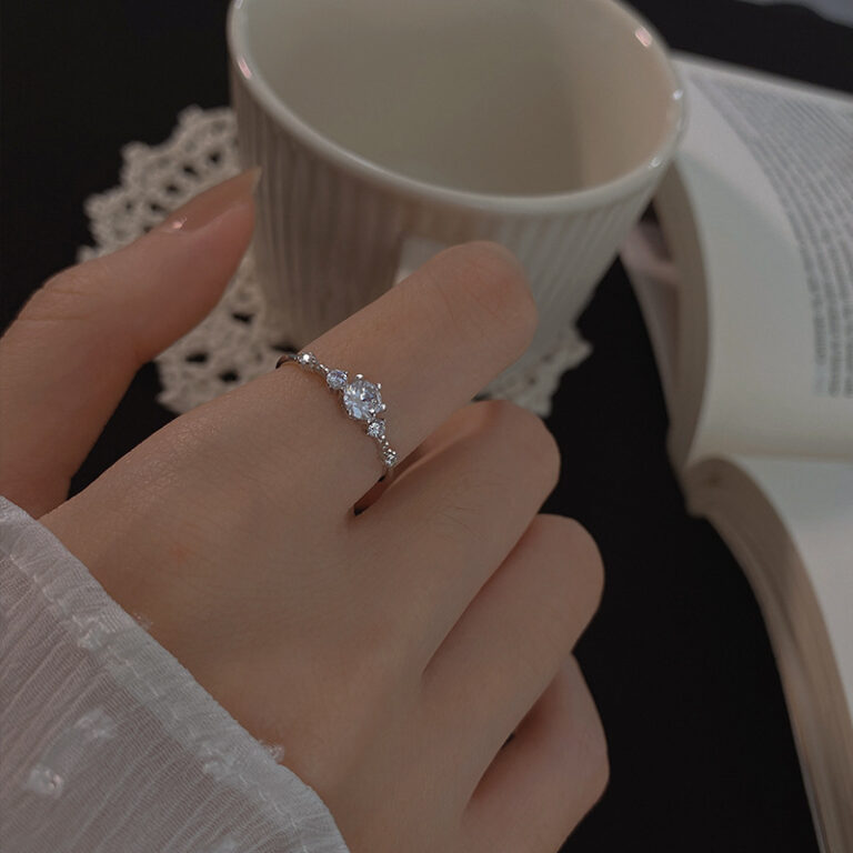 S925 Silver CZ Minimalist Adjustable Open Ring for Women main image 1