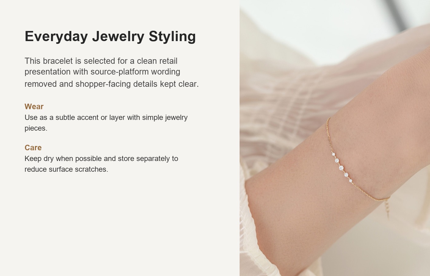 S925 Silver CZ Minimalist Bracelet for Women detail image
