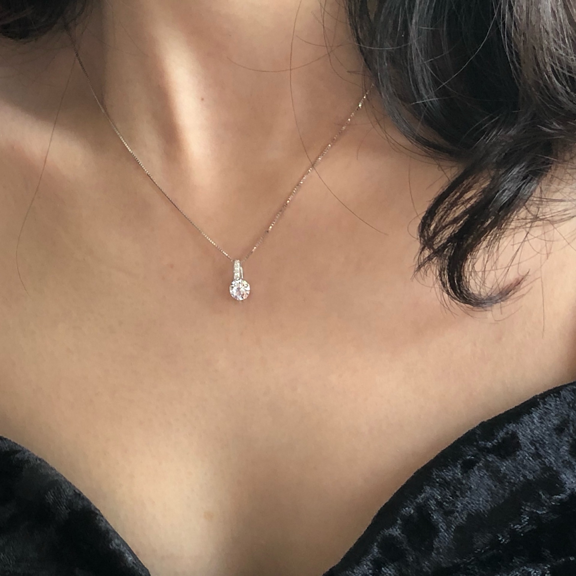 S925 Silver CZ Minimalist Collarbone Chain Box Chain Necklace for Women main image 3