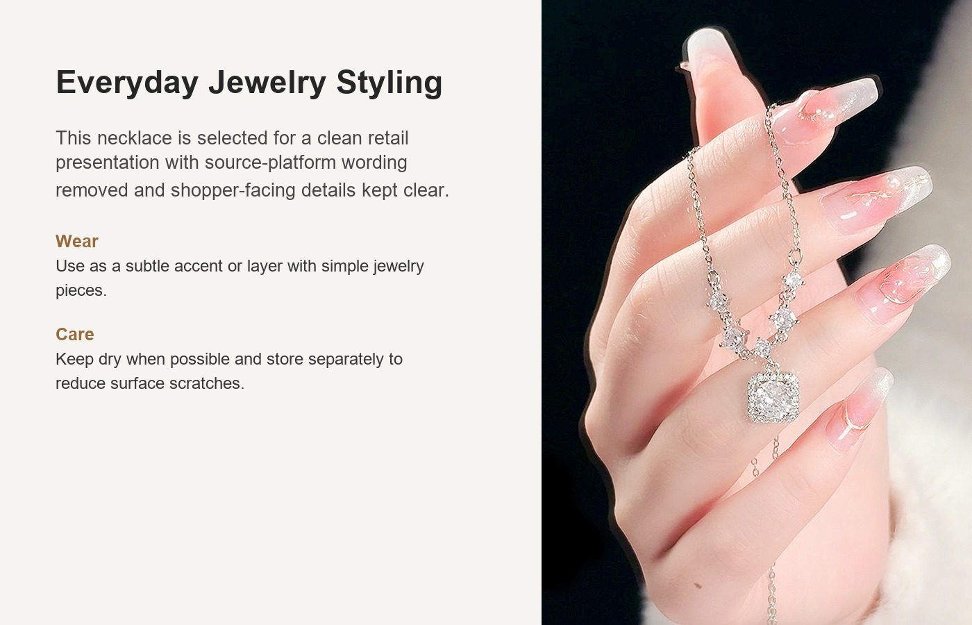 S925 Silver CZ Minimalist Collarbone Chain Cross Chain Necklace for Women detail image