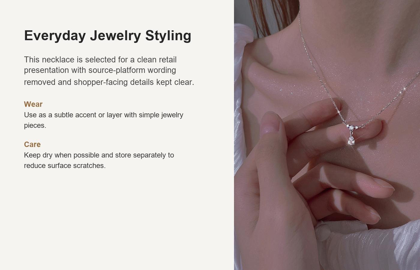 S925 Silver CZ Minimalist Collarbone Chain Necklace for Women detail image