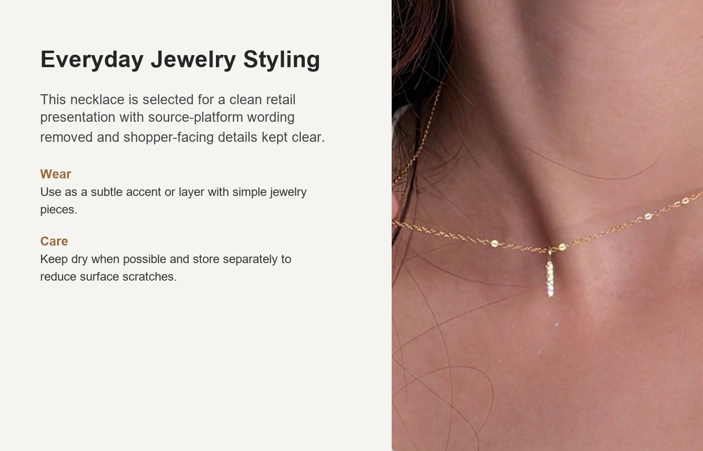 S925 Silver CZ Minimalist Collarbone Chain Necklace detail image
