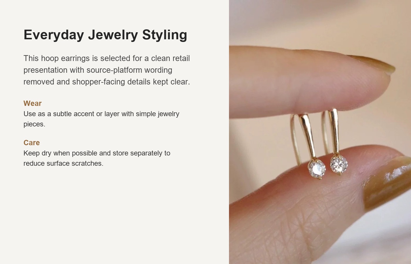 S925 Silver CZ Minimalist Hoop Earrings for Women detail image