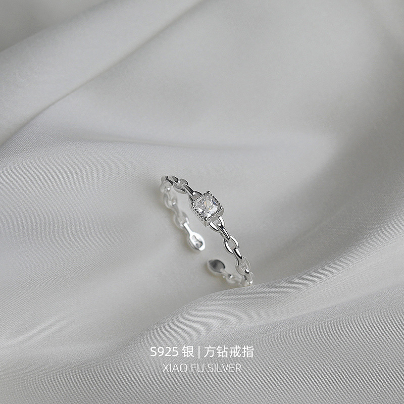 S925 Silver CZ Minimalist Light Luxury Adjustable Open Ring for Women main image 1