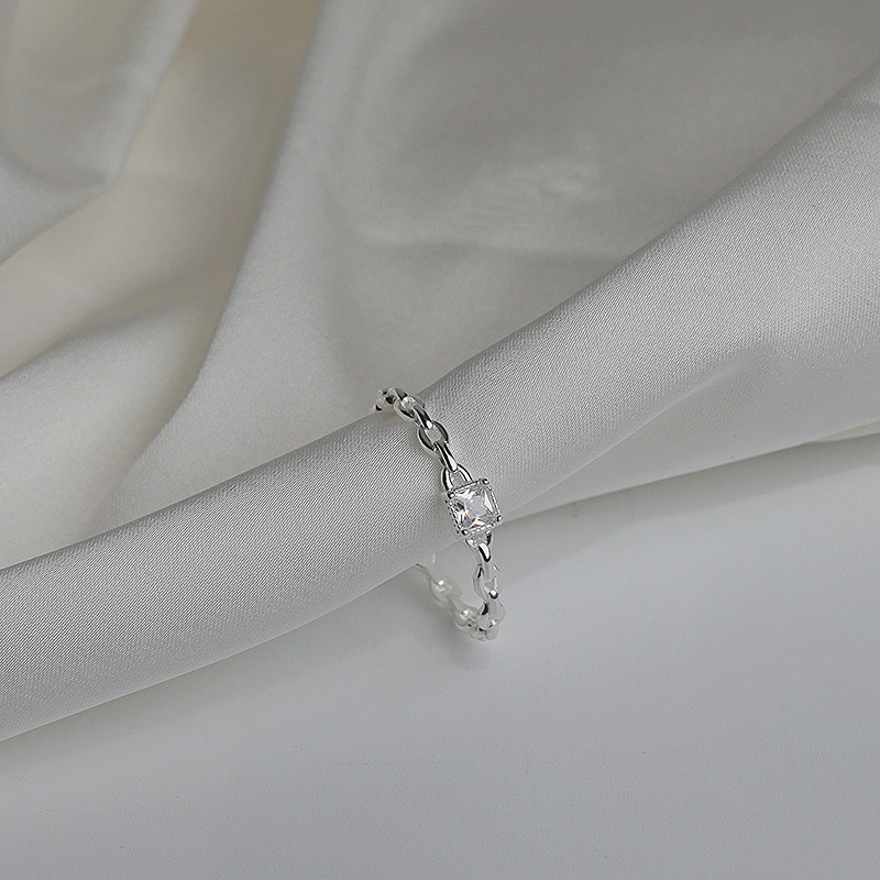 S925 Silver CZ Minimalist Light Luxury Adjustable Open Ring for Women main image 3