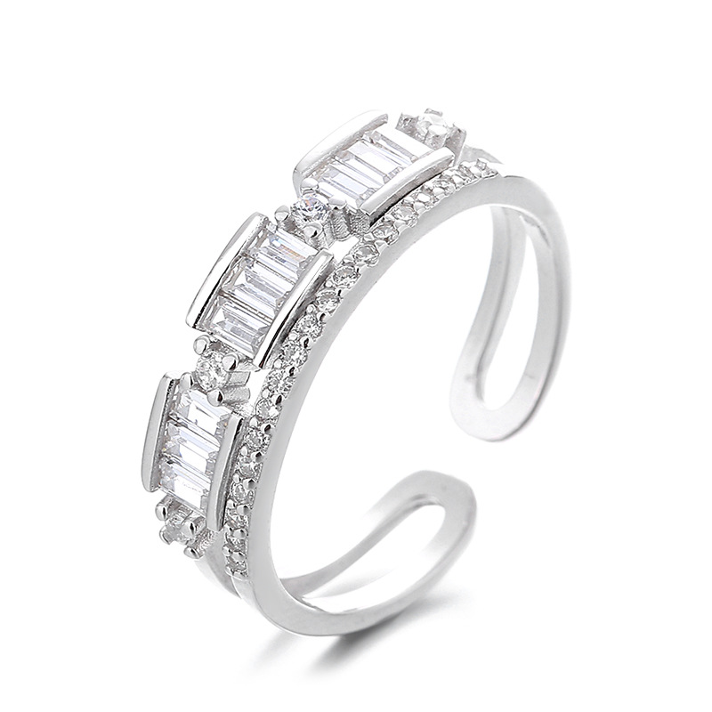 S925 Silver CZ Minimalist Light Luxury Adjustable Open Ring for Women main image 5