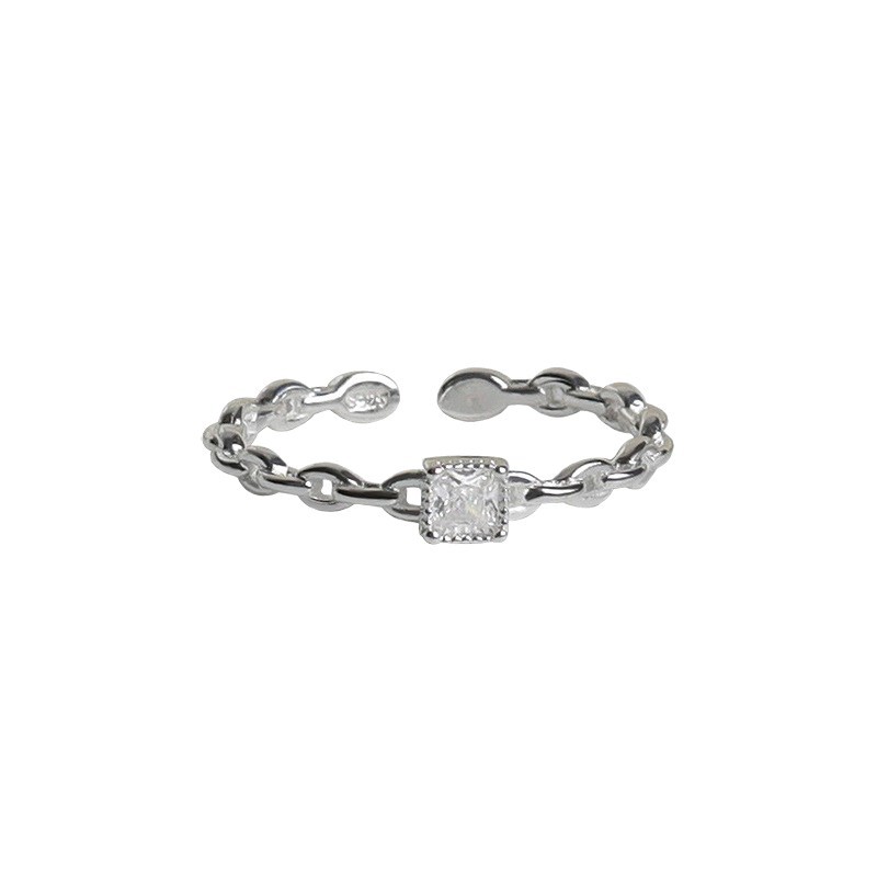 S925 Silver CZ Minimalist Light Luxury Adjustable Open Ring for Women main image 5