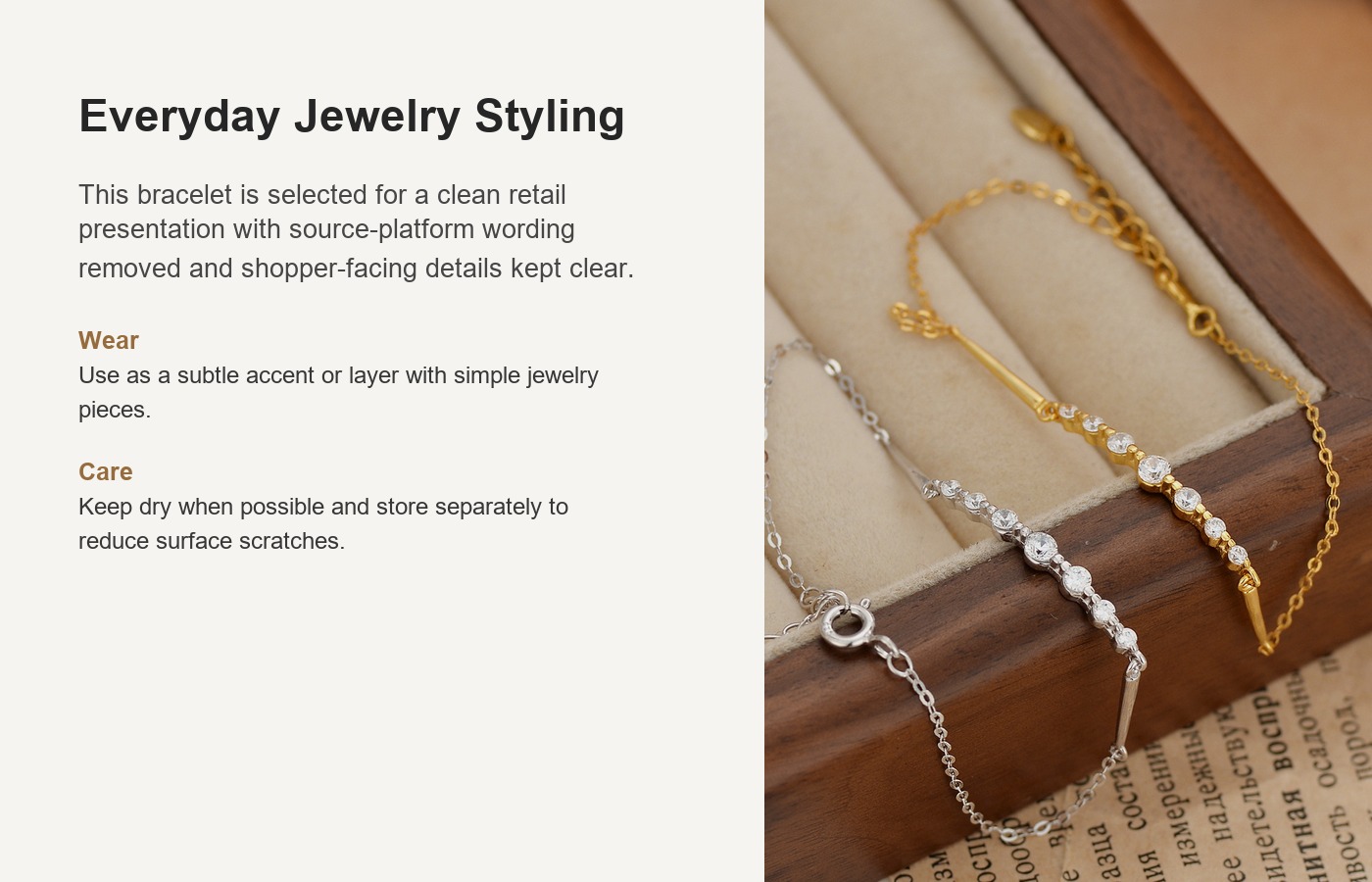 S925 Silver CZ Minimalist Light Luxury Bracelet for Women detail image
