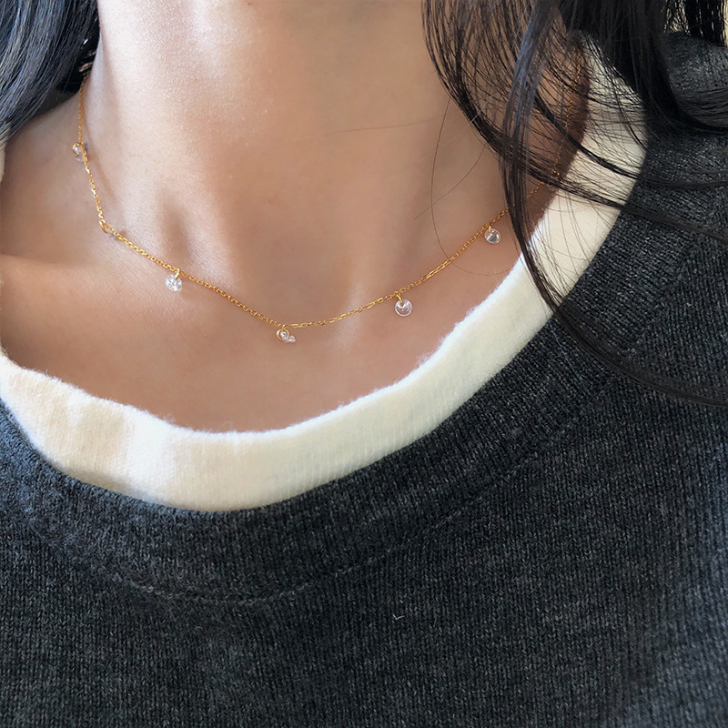 S925 Silver CZ Minimalist Light Luxury Collarbone Chain Necklace for Women main image 1