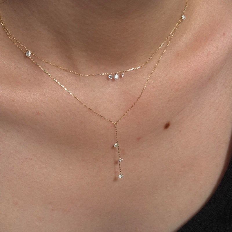 S925 Silver CZ Minimalist Light Luxury Collarbone Chain Necklace for Women main image 2