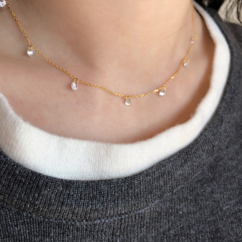 S925 Silver CZ Minimalist Light Luxury Collarbone Chain Necklace for Women main image 2