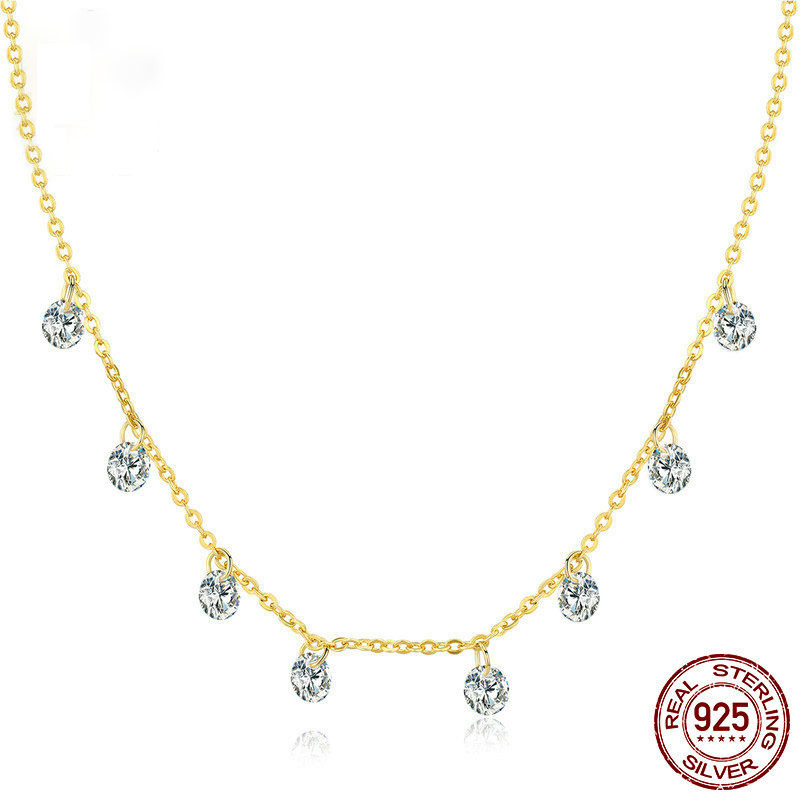 S925 Silver CZ Minimalist Light Luxury Collarbone Chain Necklace for Women main image 3