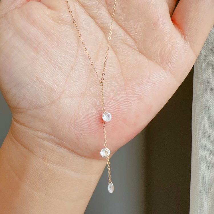 S925 Silver CZ Minimalist Light Luxury Collarbone Chain Necklace for Women main image 4