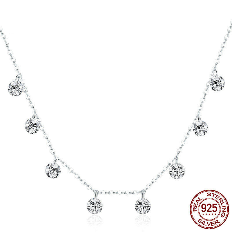 S925 Silver CZ Minimalist Light Luxury Collarbone Chain Necklace for Women main image 4