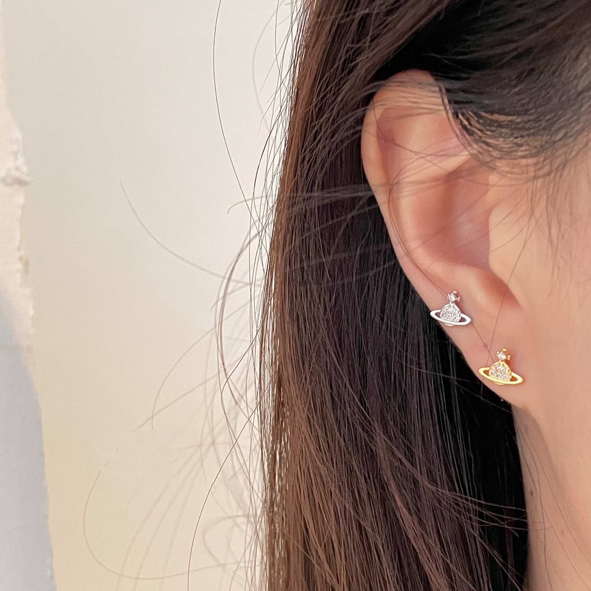 S925 Silver CZ Minimalist Stud Earrings for Women main image 2