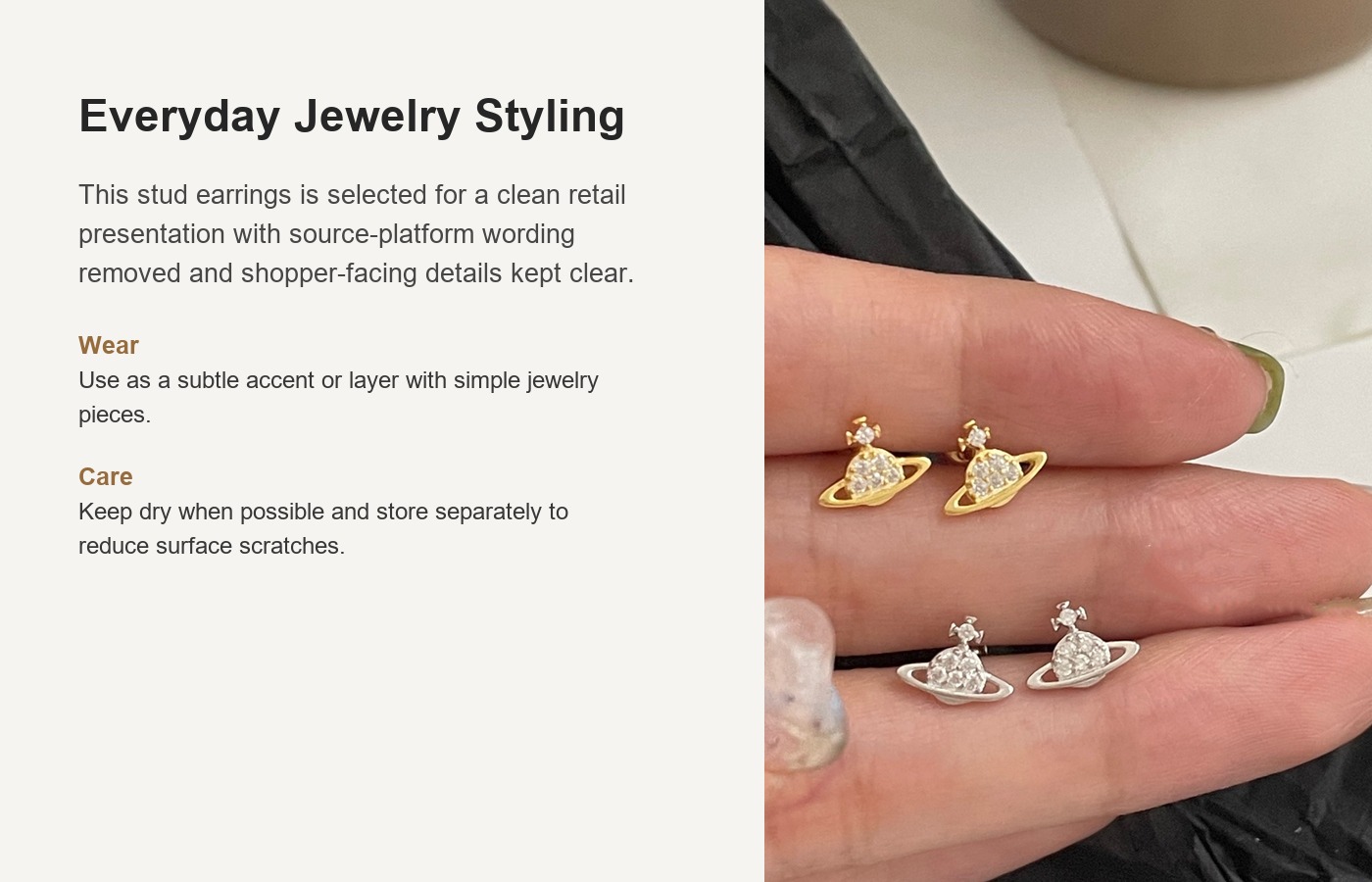 S925 Silver CZ Minimalist Stud Earrings for Women detail image