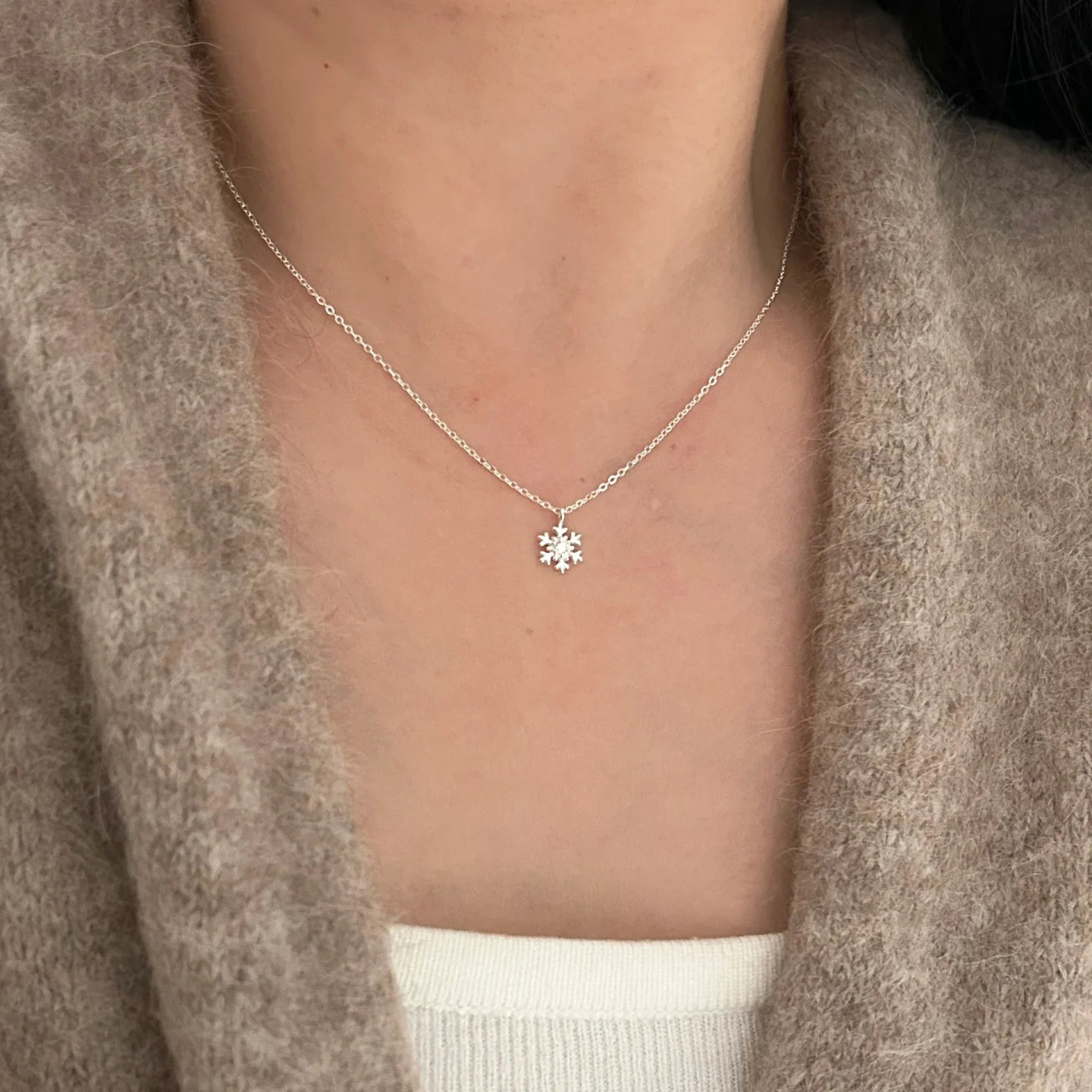 S925 Silver CZ Sparkle CZ Collarbone Chain Necklace main image 4