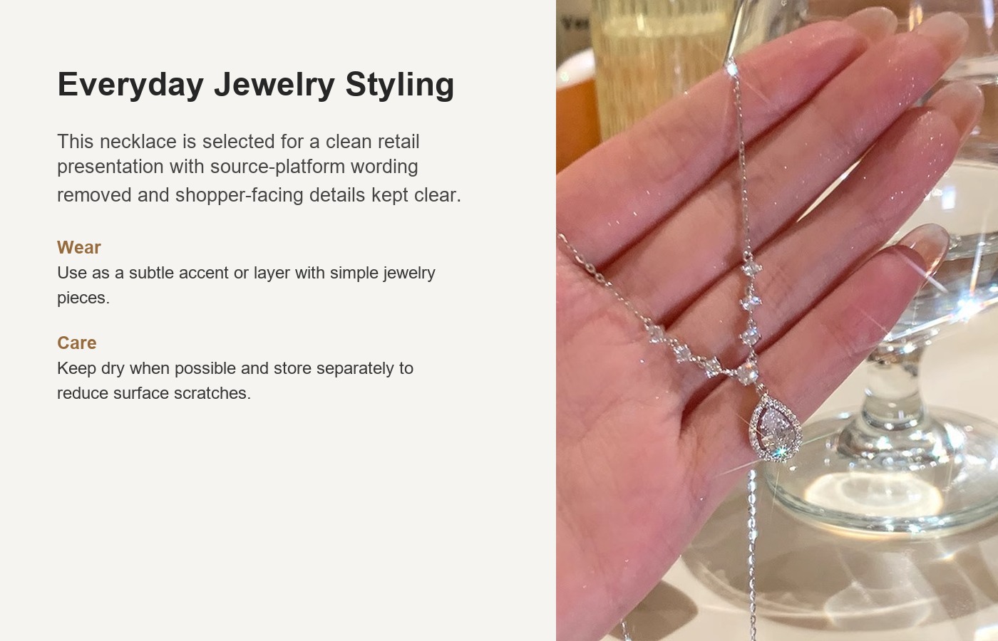 S925 Silver CZ Sparkle CZ Korean Style Collarbone Chain Necklace for Women detail image