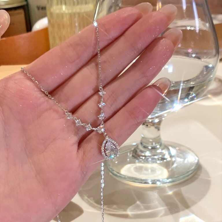 S925 Silver CZ Sparkle CZ Korean Style Collarbone Chain Necklace for Women main image 1