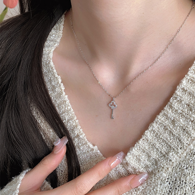 S925 Silver CZ Sparkle CZ Light Luxury Openwork Collarbone Chain Necklace main image 2