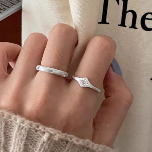 S925 Silver CZ Sparkle CZ Minimalist Brushed Ring for Women main image 1