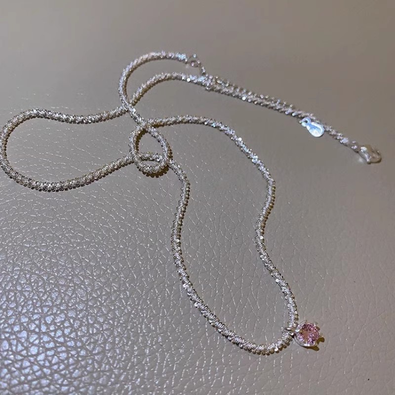 S925 Silver CZ Sparkle CZ Minimalist Collarbone Chain Necklace for Women main image 3