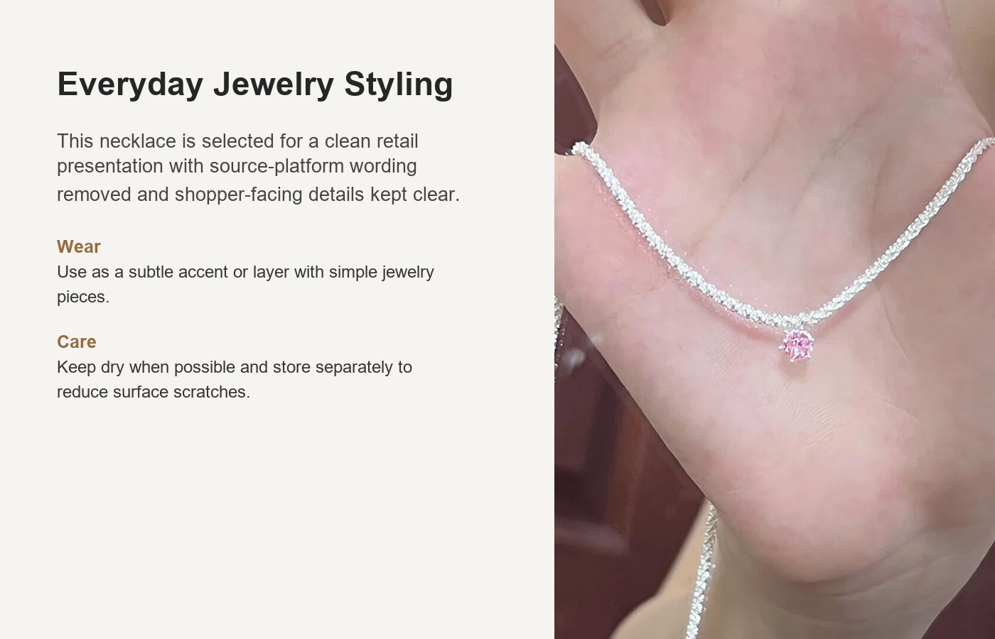 S925 Silver CZ Sparkle CZ Minimalist Collarbone Chain Necklace for Women detail image