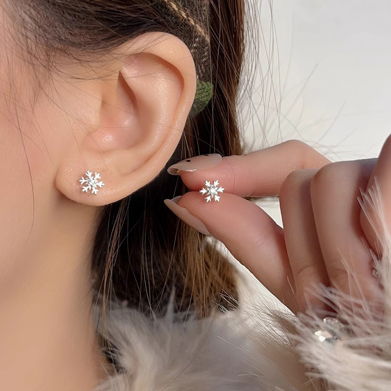 S925 Silver CZ Sparkle CZ Minimalist Stud Earrings for Women main image 2