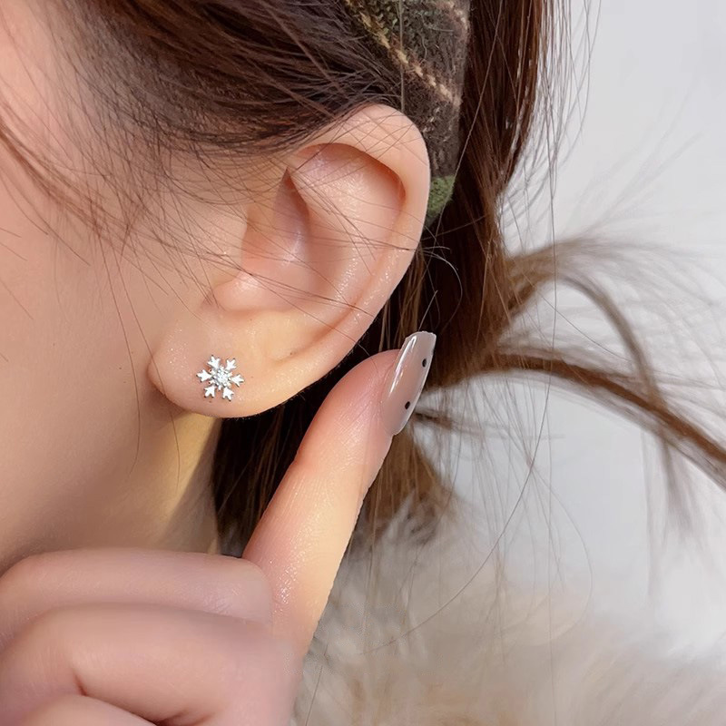 S925 Silver CZ Sparkle CZ Minimalist Stud Earrings for Women main image 3