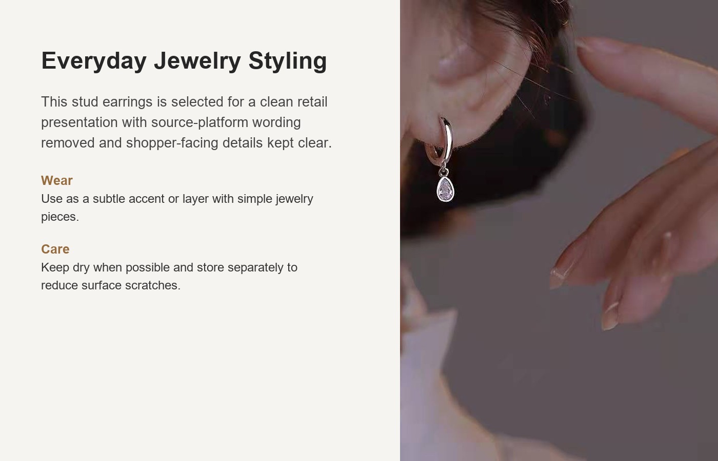 S925 Silver CZ Stud Earrings for Women detail image