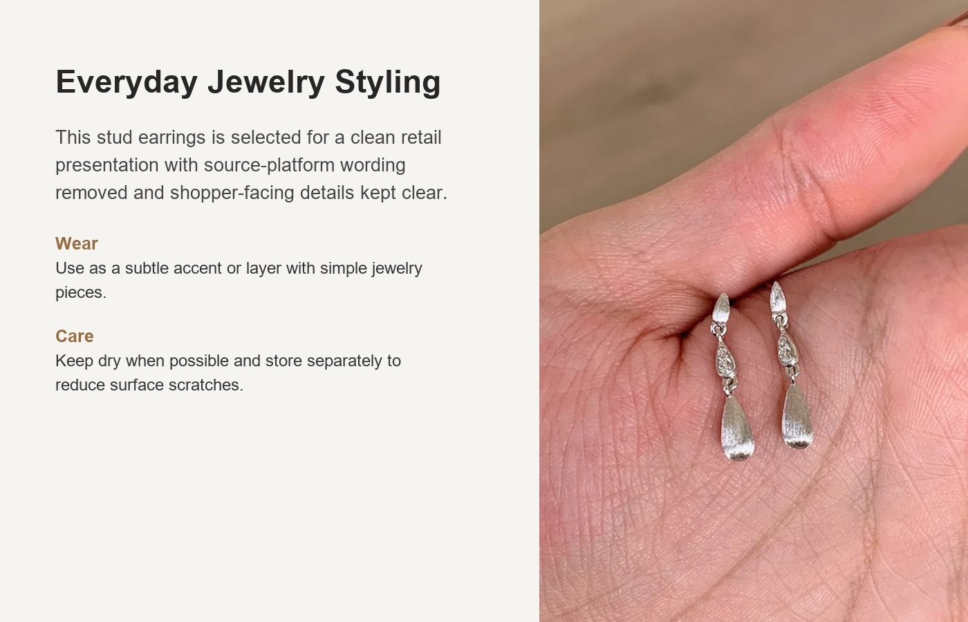 S925 Silver CZ Vintage Light Luxury Brushed Stud Earrings for Women detail image