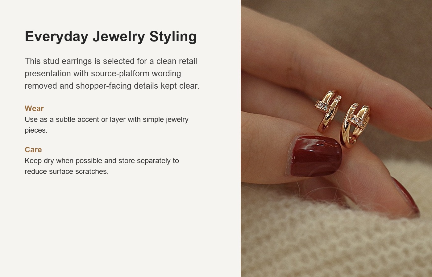 S925 Silver CZ Vintage Light Luxury Stud Earrings for Women detail image