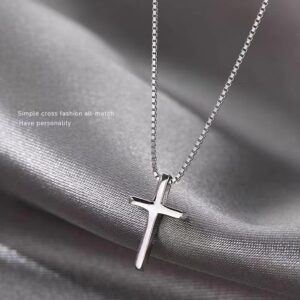 S925 Silver Cross Minimalist Collarbone Chain Box Chain Necklace for Women product image 1