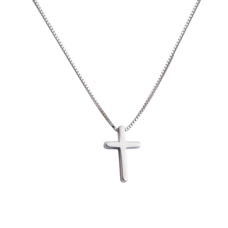 S925 Silver Cross Minimalist Collarbone Chain Box Chain Necklace for Women product image 5