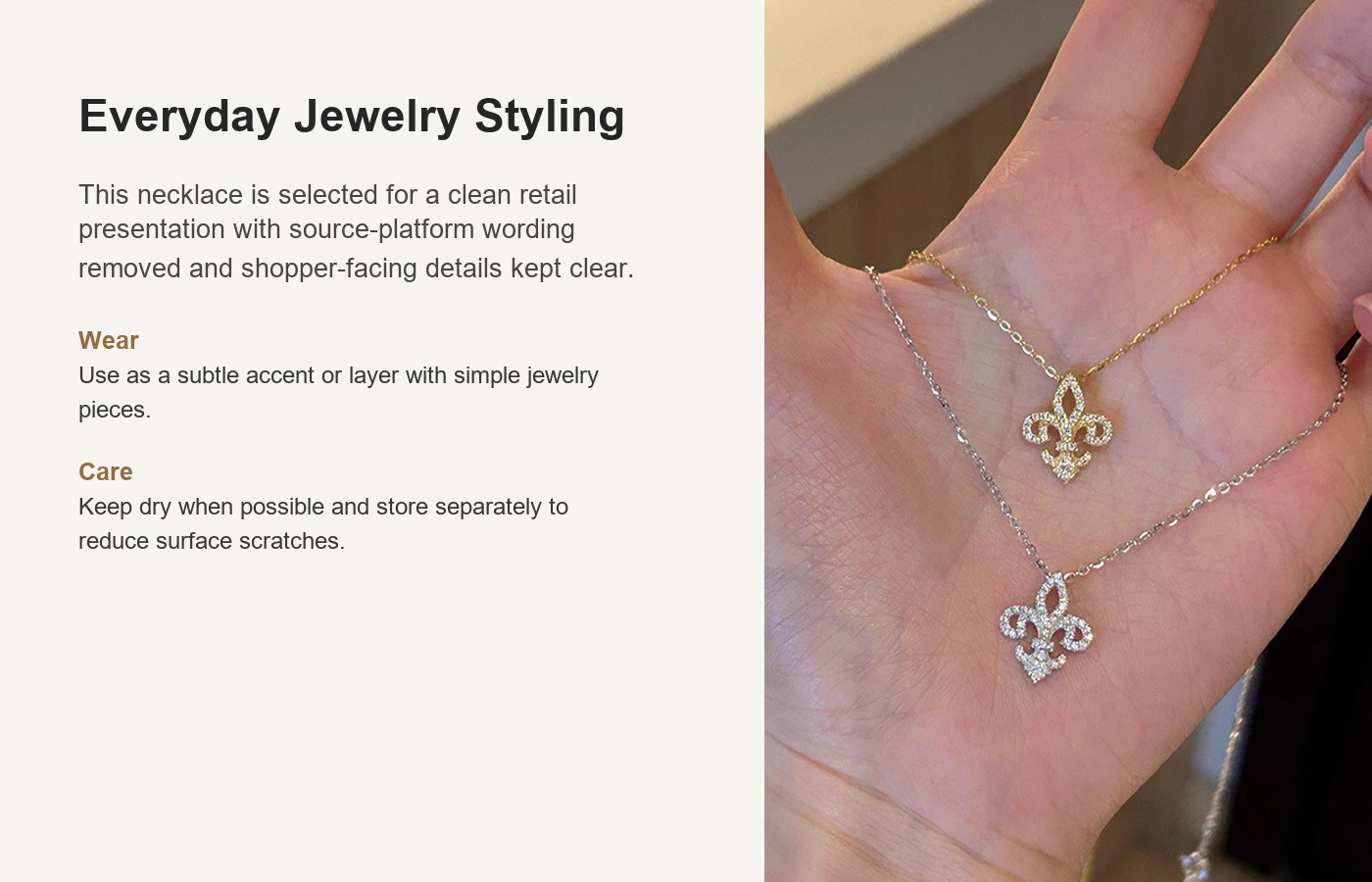 S925 Silver Fleur De Lis CZ Full CZ Collarbone Chain Necklace for Women detail image