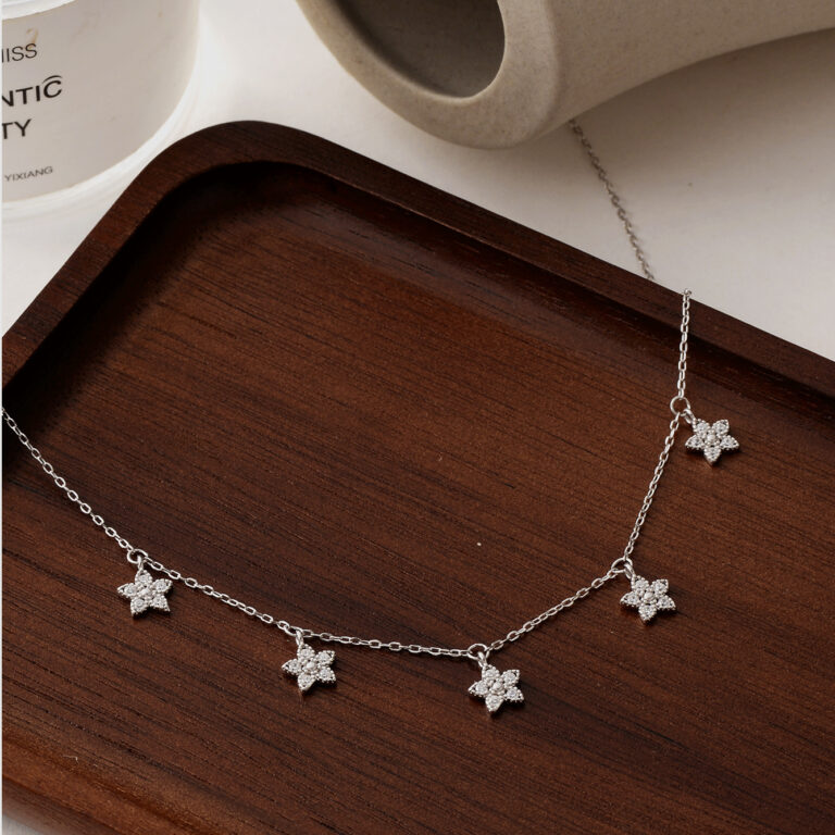 S925 Silver Flower CZ Minimalist Light Luxury European American Necklace for Women main image 1
