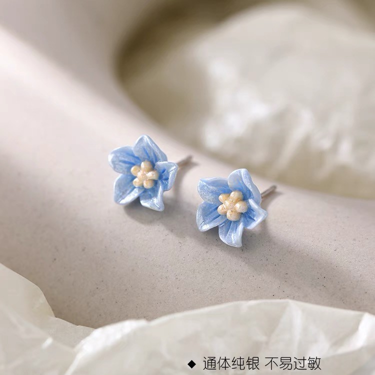 S925 Silver Flower Light Luxury Stud Earrings for Women main image 2