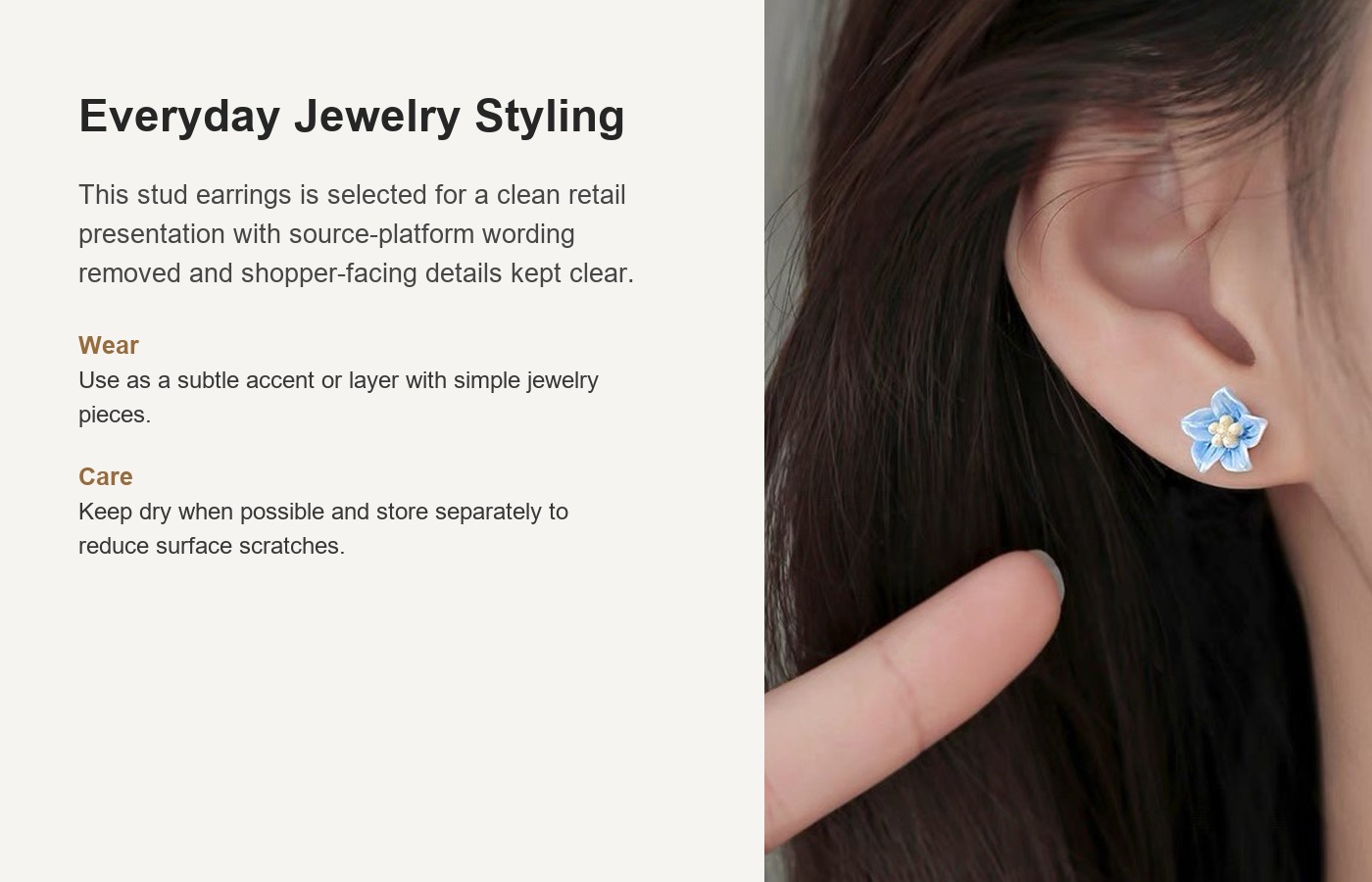 S925 Silver Flower Light Luxury Stud Earrings for Women detail image